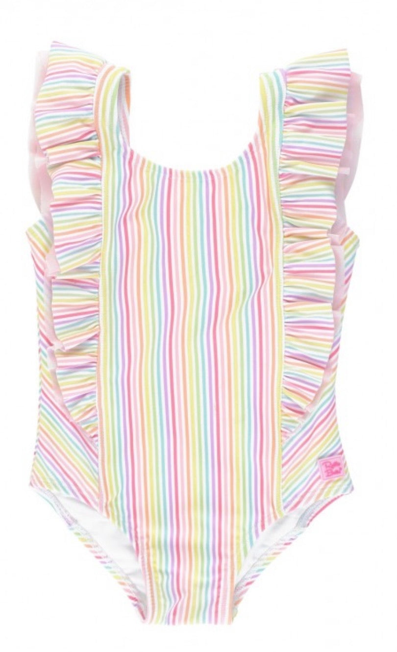 RuffleButts Rainbow Stripe Waterfall One Piece