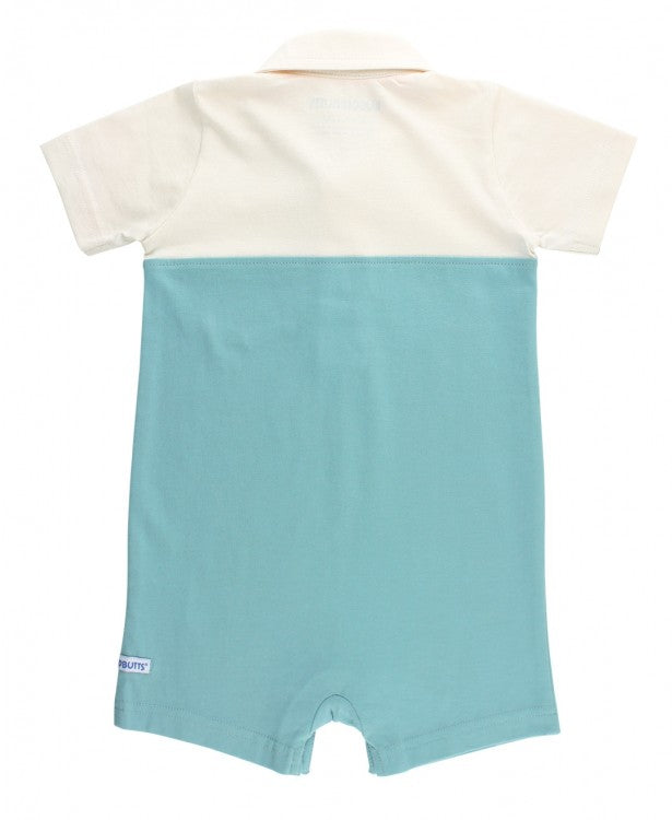RuggedButts Marine Blue Color Block Polo Romper