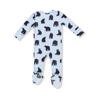Angel Dear Black Bears Waffle 2 Way Zipper Footie
