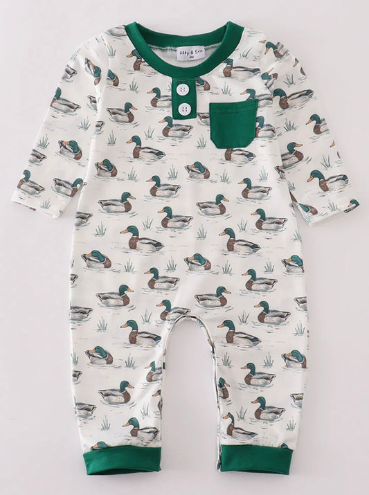 Green Duck L/S Romper