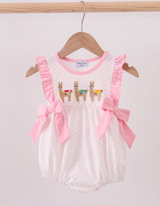 Pink Alpaca Embroidery Ruffle Bubble