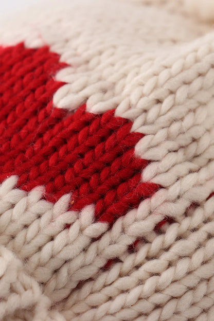 Cream Heart Pom Beanie