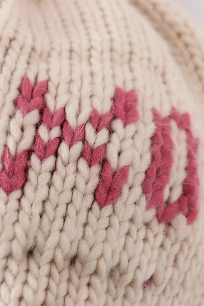 Cream XOXO Pom Beanie