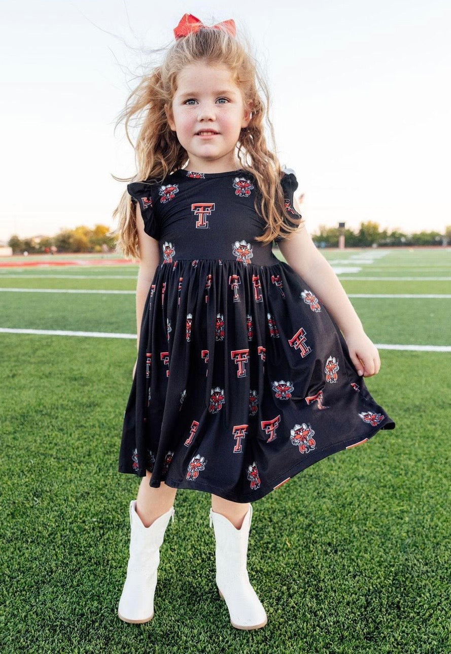 MR Texas Tech Black Raider Flutter Twirl Dress