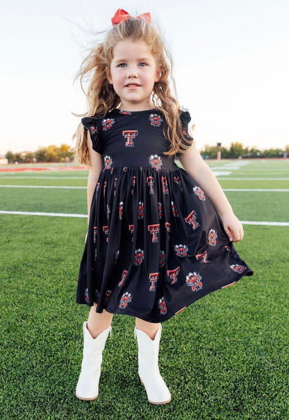 MR Texas Tech Black Raider Flutter Twirl Dress