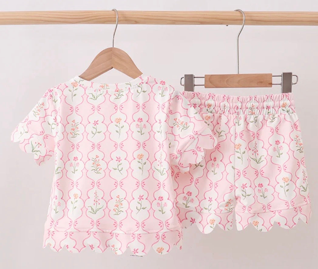 Floral Scallop Short Set