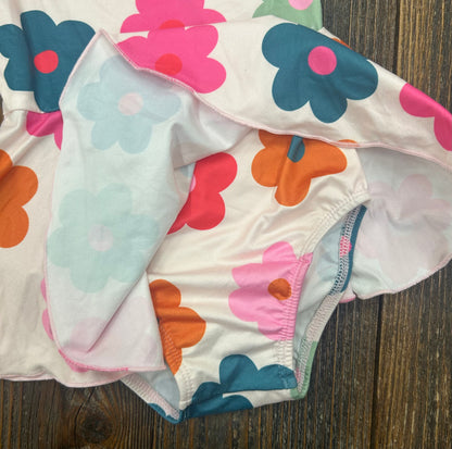 M&R Retro Floral S/S Twirl Leotard