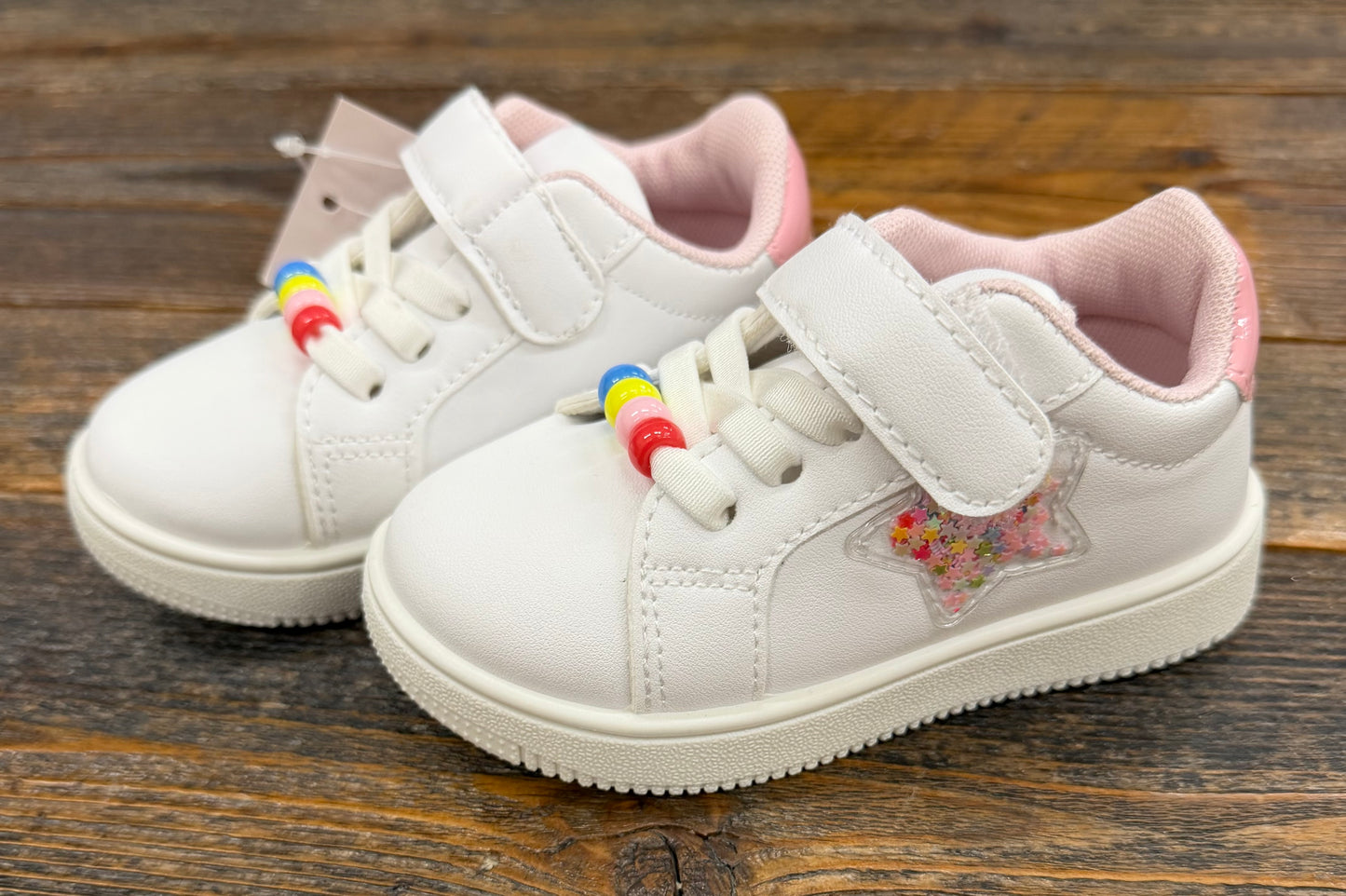 LA White + Pink Beaded Shoe
