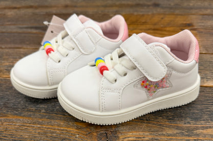 LA White + Pink Beaded Shoe
