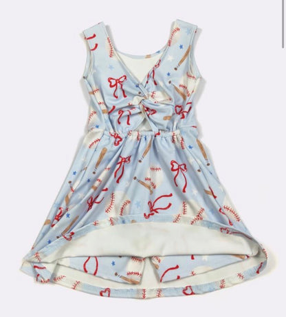 Baseball & Bows Twist Dress