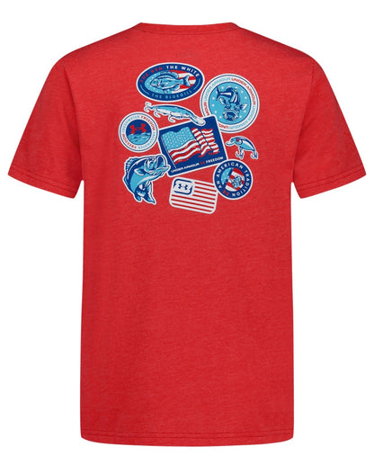 Under Armour Red Heather Fishing Patches Tee