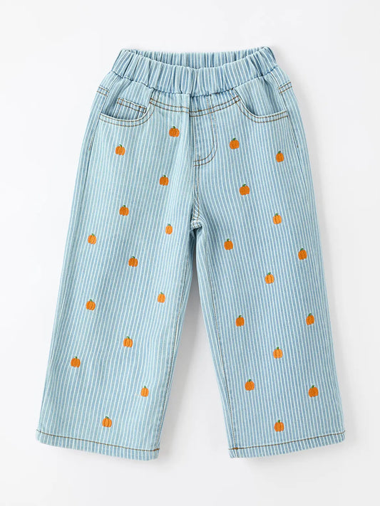 Pumpkin Embroidered Flare Pants
