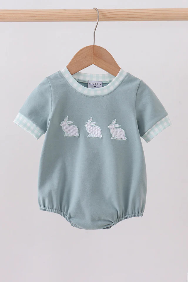 Blue Embroidery Bunny Bubble