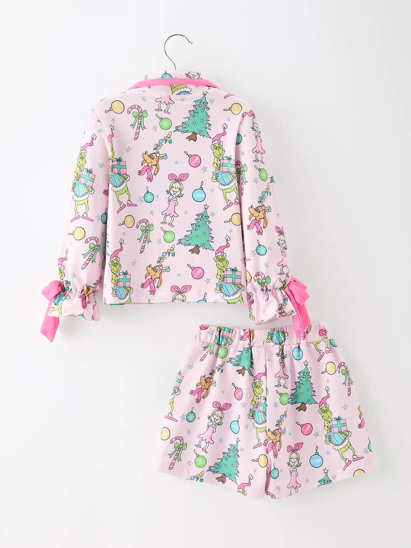 Pink Bow Green Guy Pajama Set