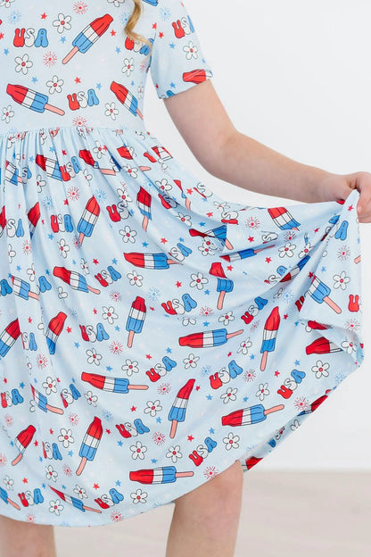 M&R Proudly Patriotic S/S Pocket Twirl Dress