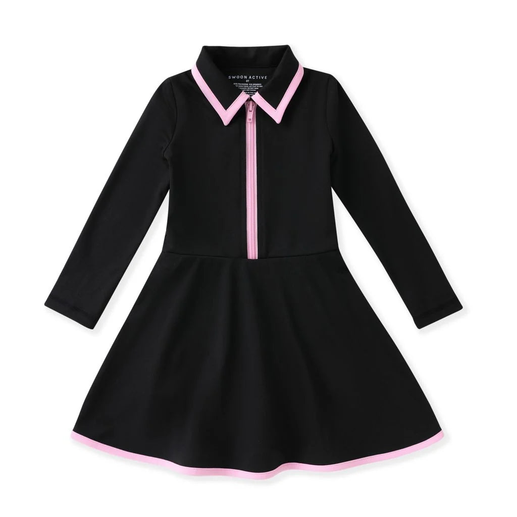Swoon Kids Courtside Black/Pink LS Tennis Dress