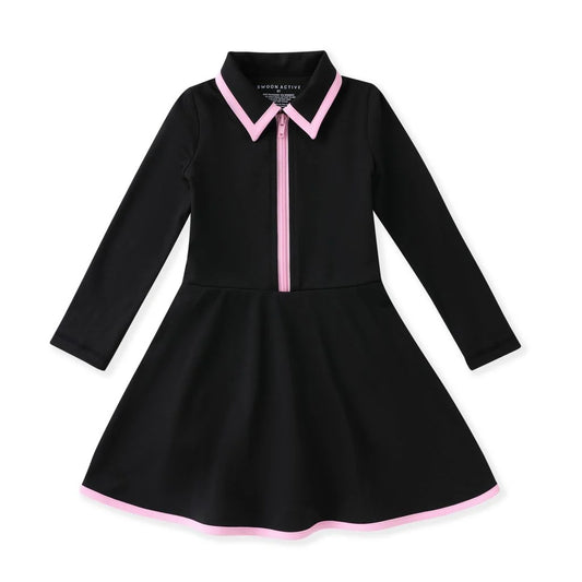 Swoon Kids Courtside Black/Pink LS Tennis Dress