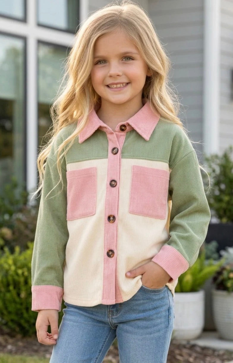 Green/Pink Button Up