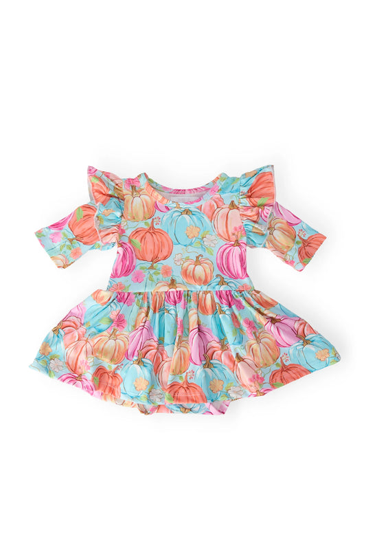 MR Preppy Pumpkins 3/4 Sleeve Twirl Bodysuit