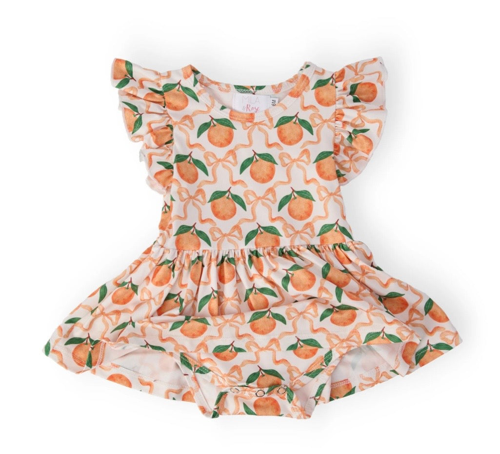 MR Orange Orchard Flutter Sleeve Twirl Bodysuit
