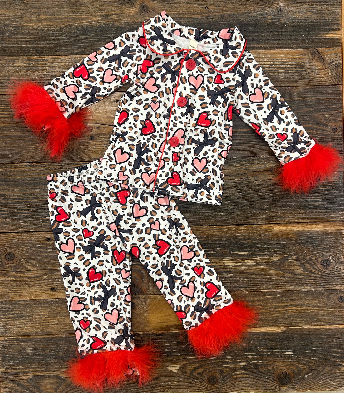 Leopard Heart Fur Pajama Set