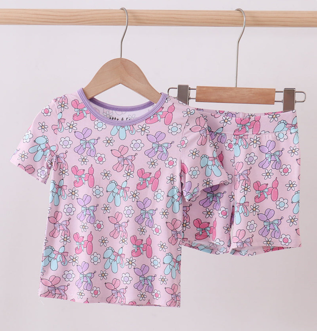 Purple Balloon Floral Bamboo Pajama Set