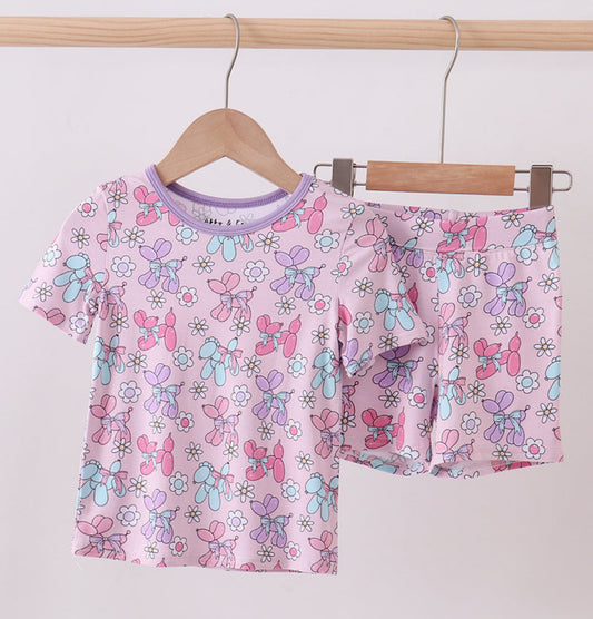 Purple Balloon Floral Bamboo Pajama Set