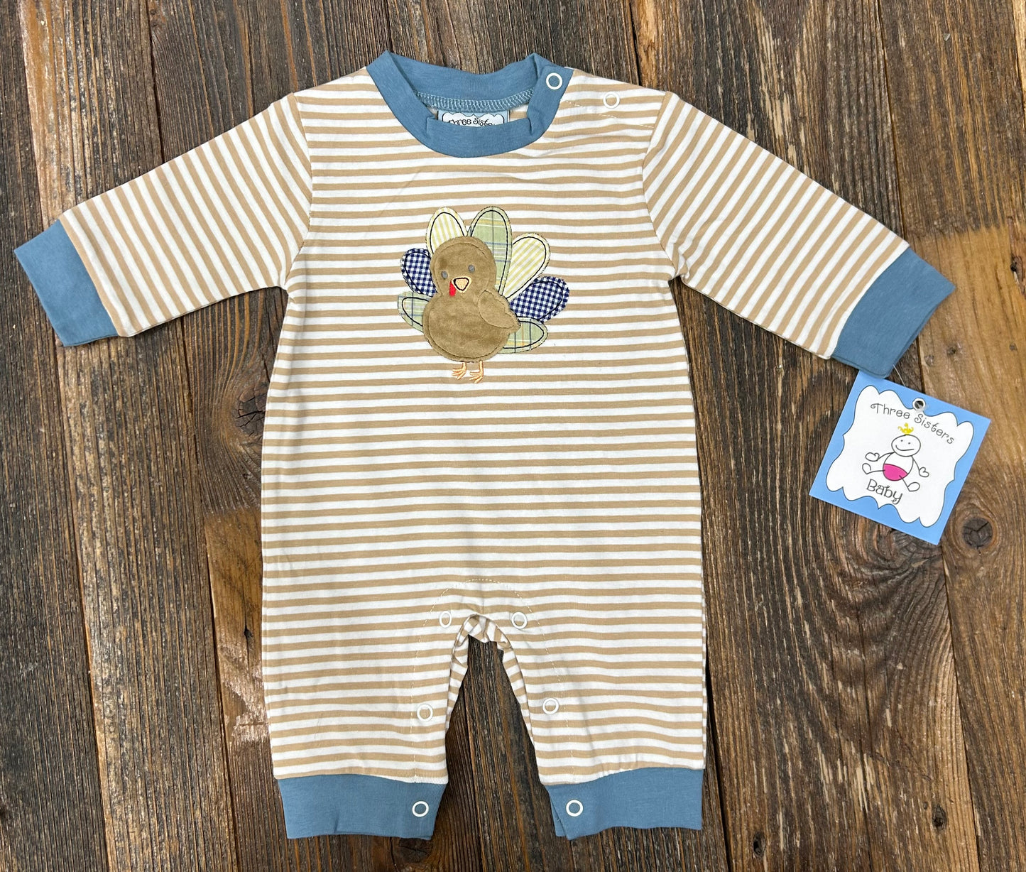 Three Sisters Turkey Applique Boys Romper