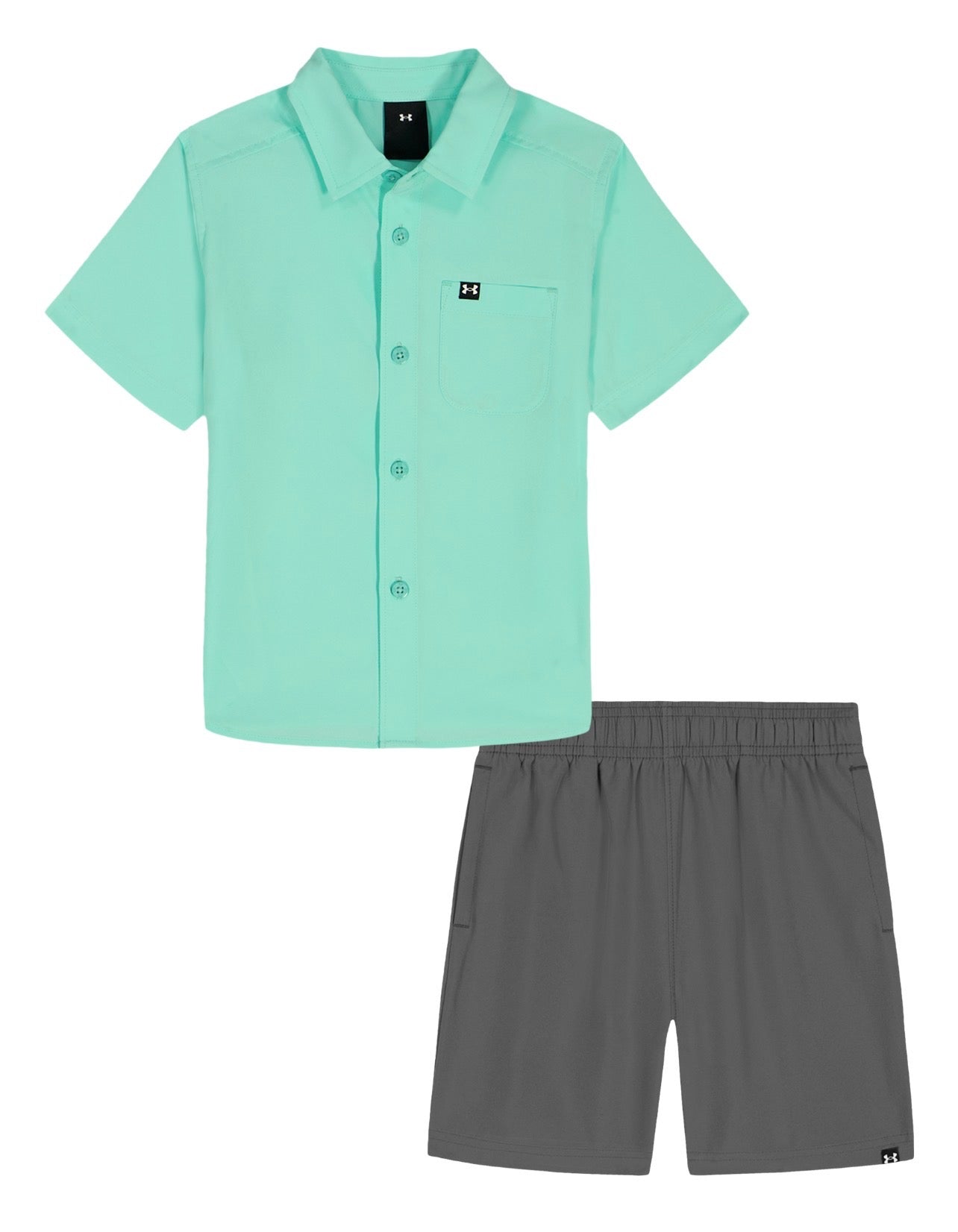 Under Armour Neo Turquoise Drift Tide Button Up & Titan Gray Short Set