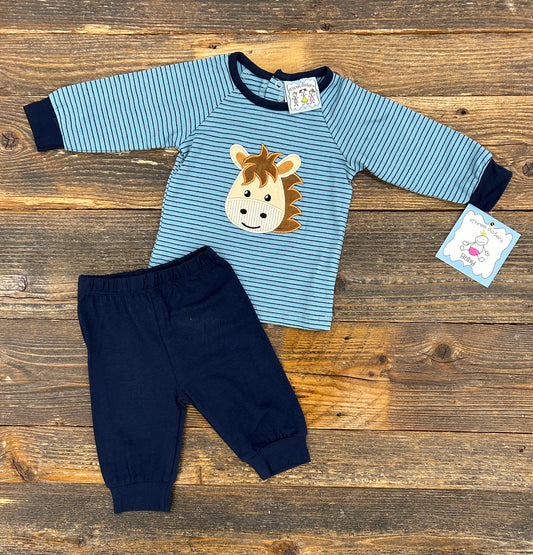 Three Sisters Horse Applique Boys Jogger Set