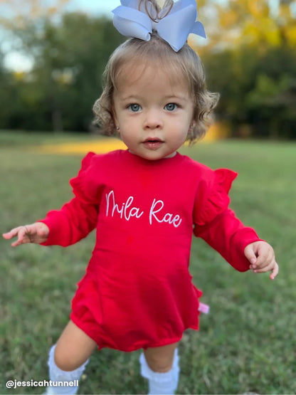 RuffleButts Sweatshirt Bubble Romper