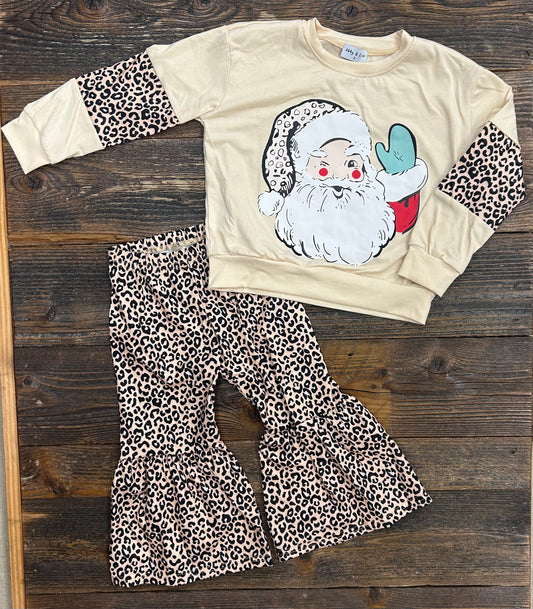 Cream Leopard Santa Bell Set