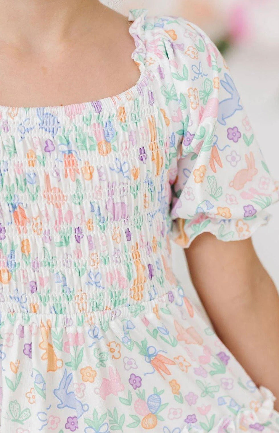 MR Hoppy Easter Smocked Ruffle Dress