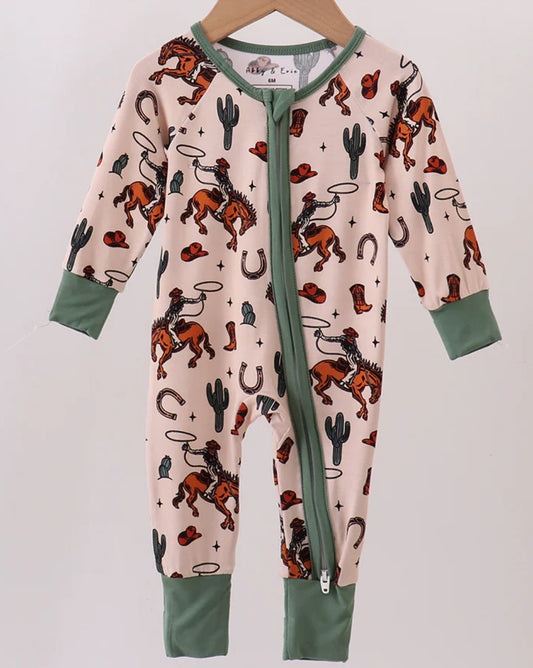 Green Cowboy Bamboo Zip Up