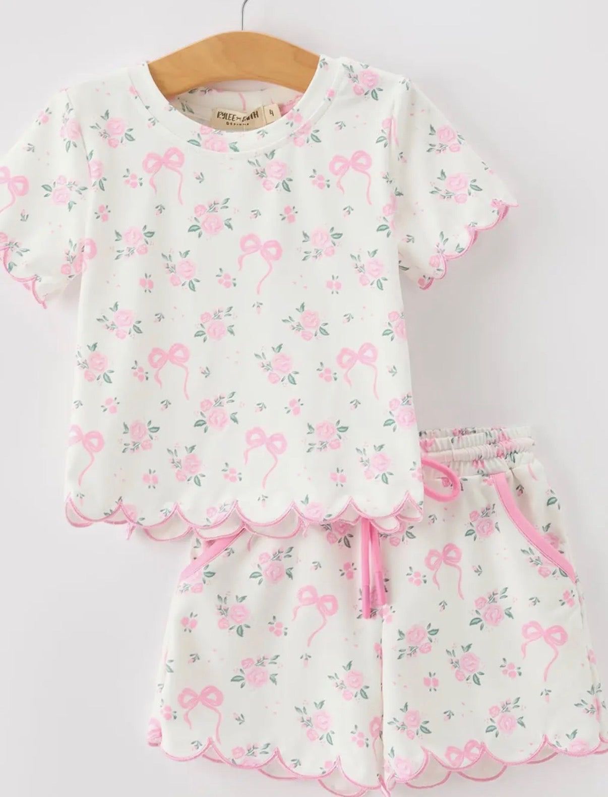 Rose Bow Scallop Short Set