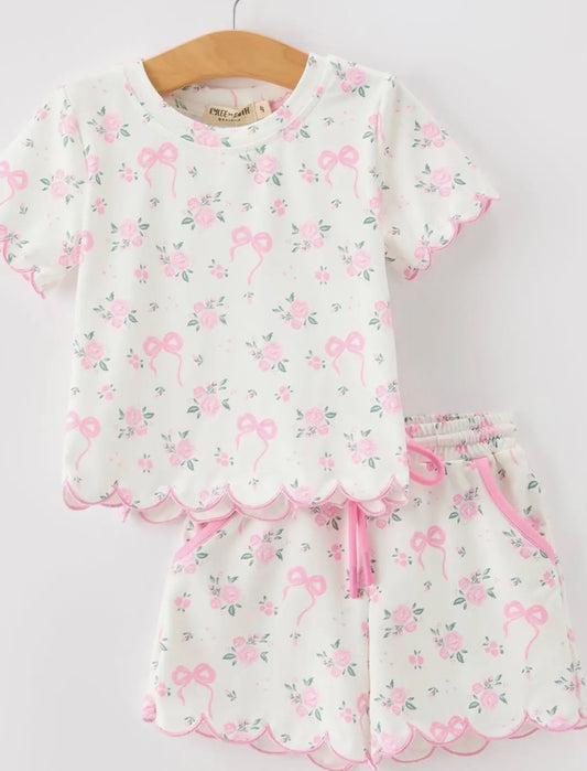 Rose Bow Scallop Short Set