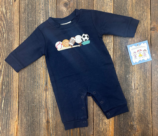 Three Sisters Sports Appliqué Boys Romper