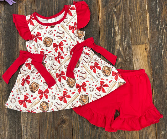 Baseball Ruffle Short Set