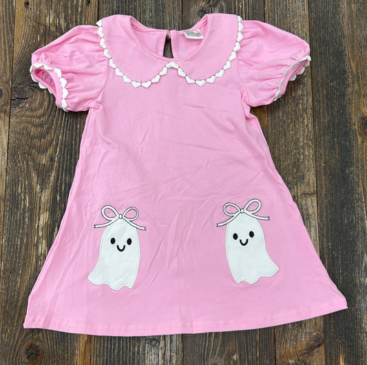 Ghost Applique Bubble Sleeve Dress