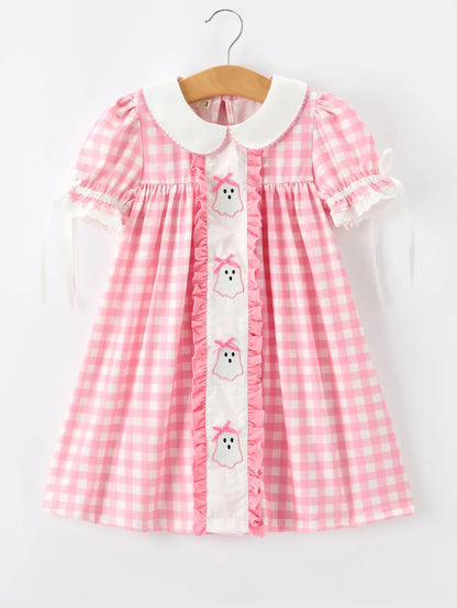 Pink Ghost Embroidered Dress