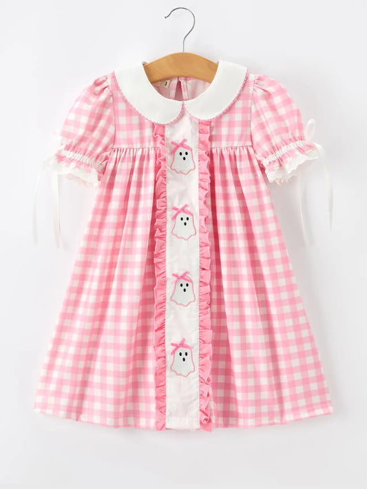 Pink Ghost Embroidered Dress