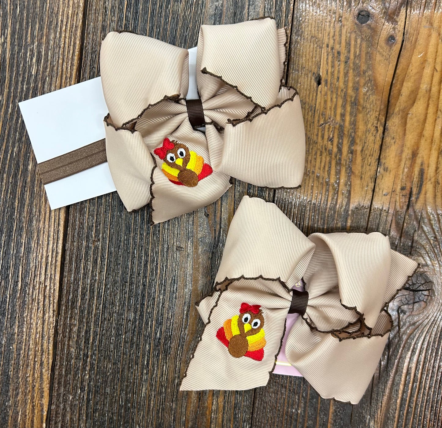 Holiday Moon Stitch Embroidered Bow/Headwrap