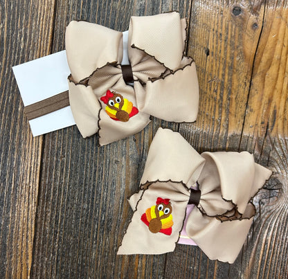 Holiday Moon Stitch Embroidered Bow/Headwrap