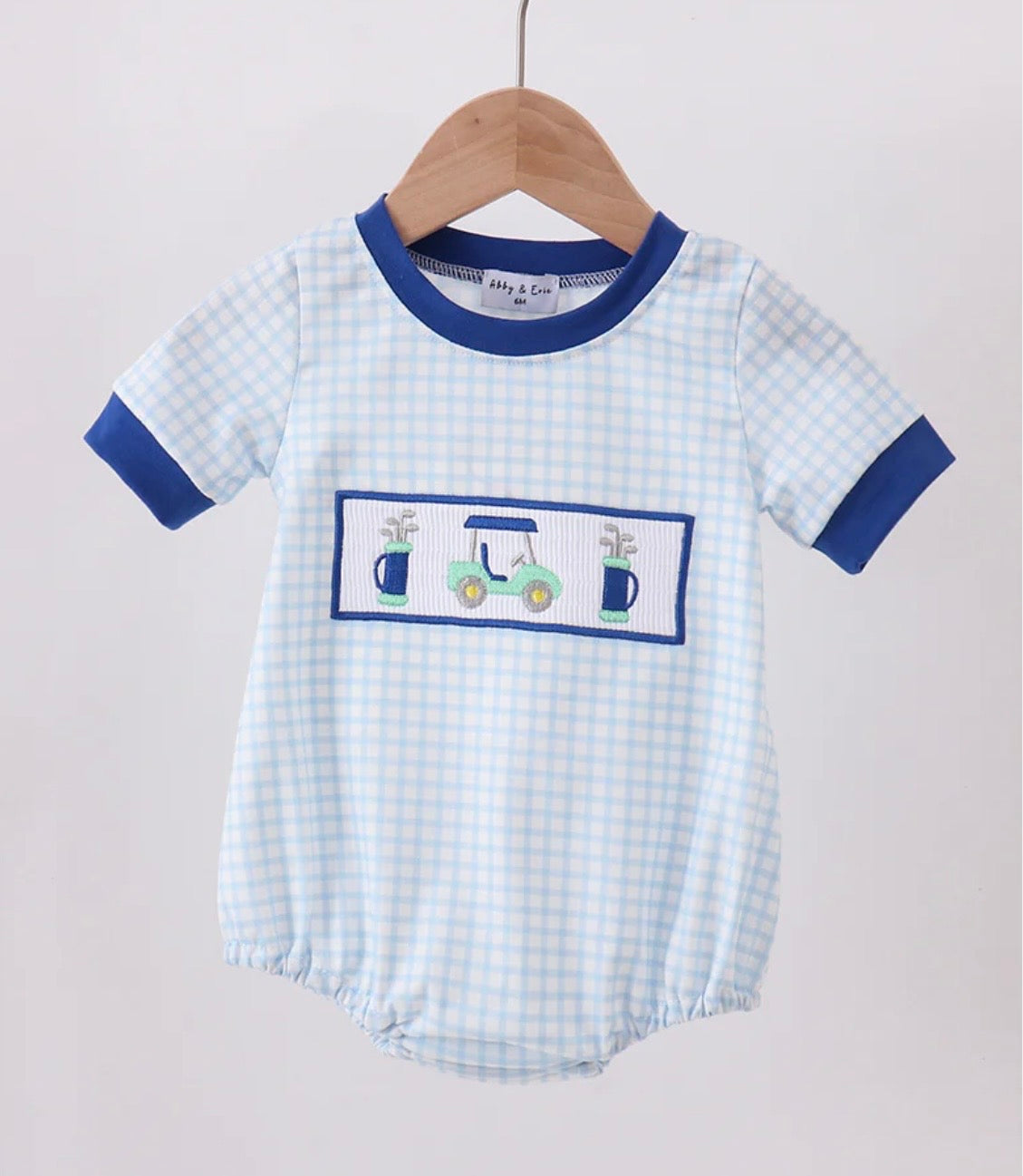 Blue Golf Cart Smocked Bubble