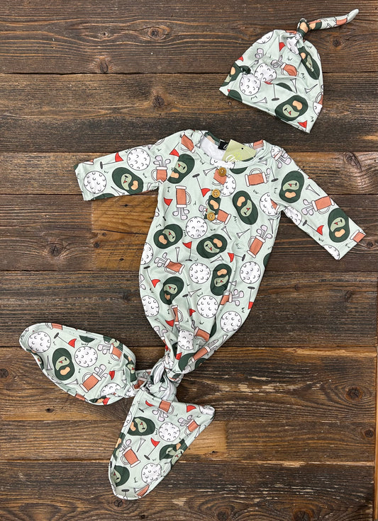 CC Caddy Baby Knotted Gown & Hat