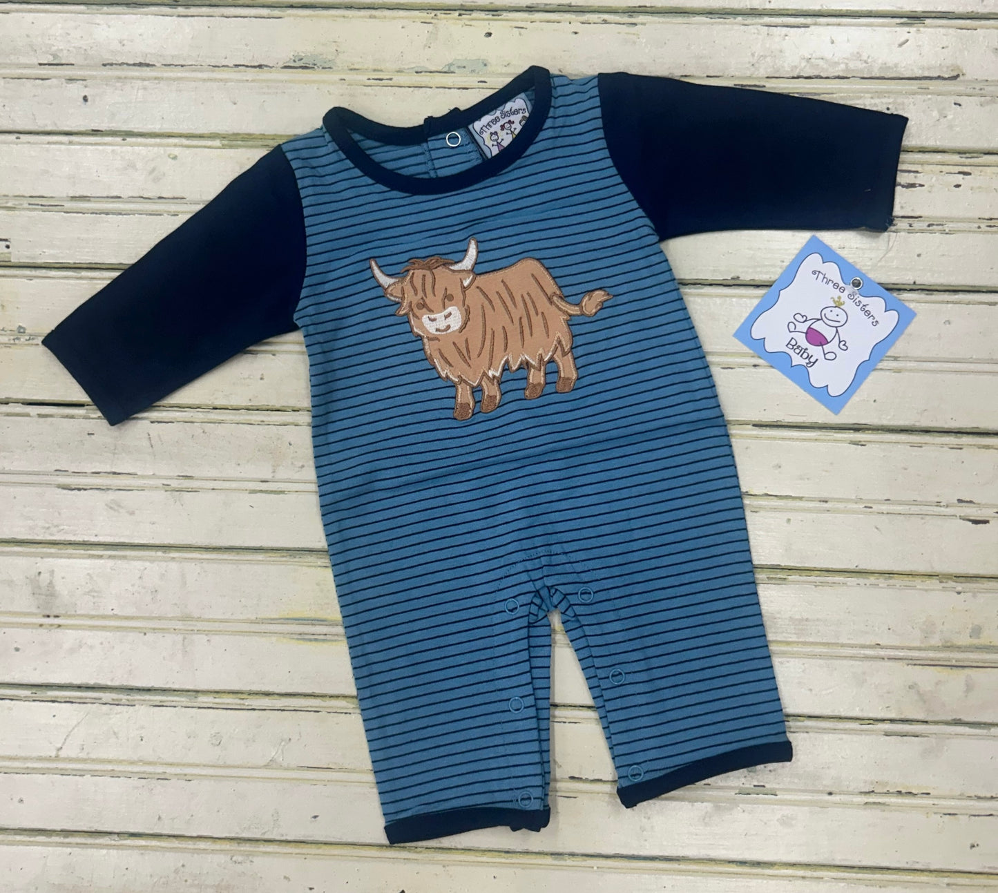 Three Sisters Highland Cow Boys Romper