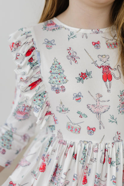 MR Clara's Christmas Ruffle Twirl Dress