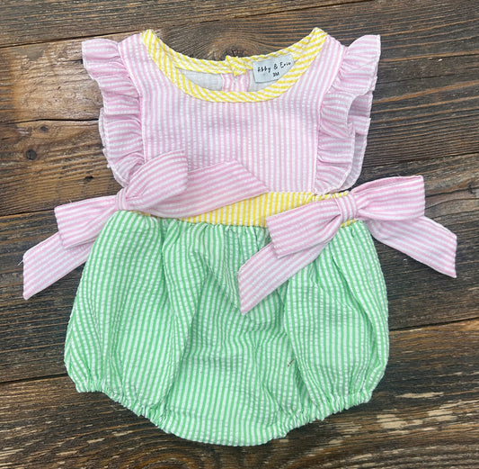Seersucker Ruffle Bow Bubble