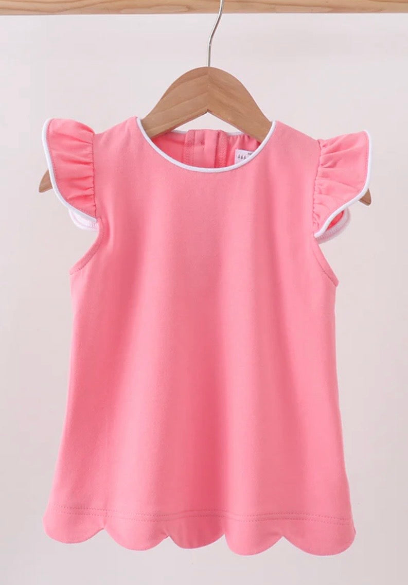Flutter Sleeve Scalloped Top
