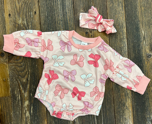 Pink Bows Bubble + Headwrap